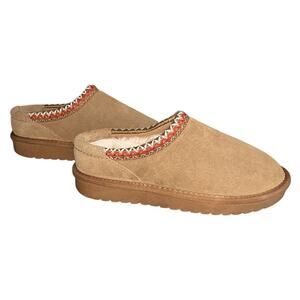 Cushionaire Keto Suede & Shearling Lined Chestnut Slipper Mule 8